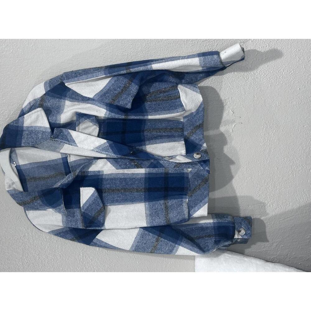 Blue and White Plaid Cropped Jacket - Picture 8 of 13